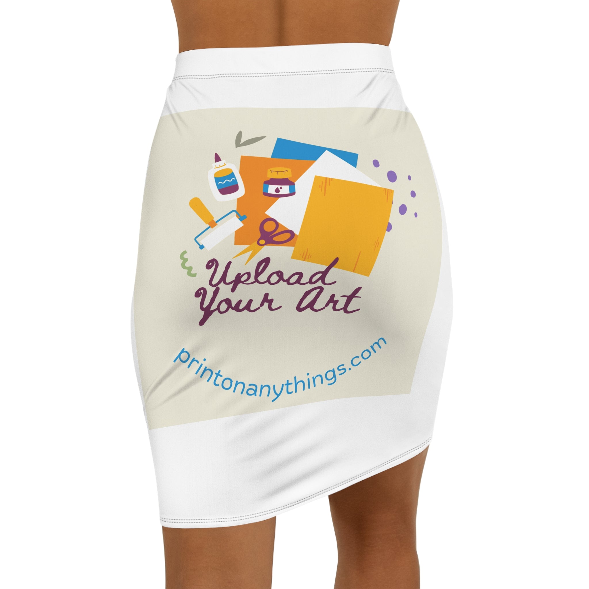 Customizable Women's Mid-Waist Pencil Skirt - Perfect for Creative Expression