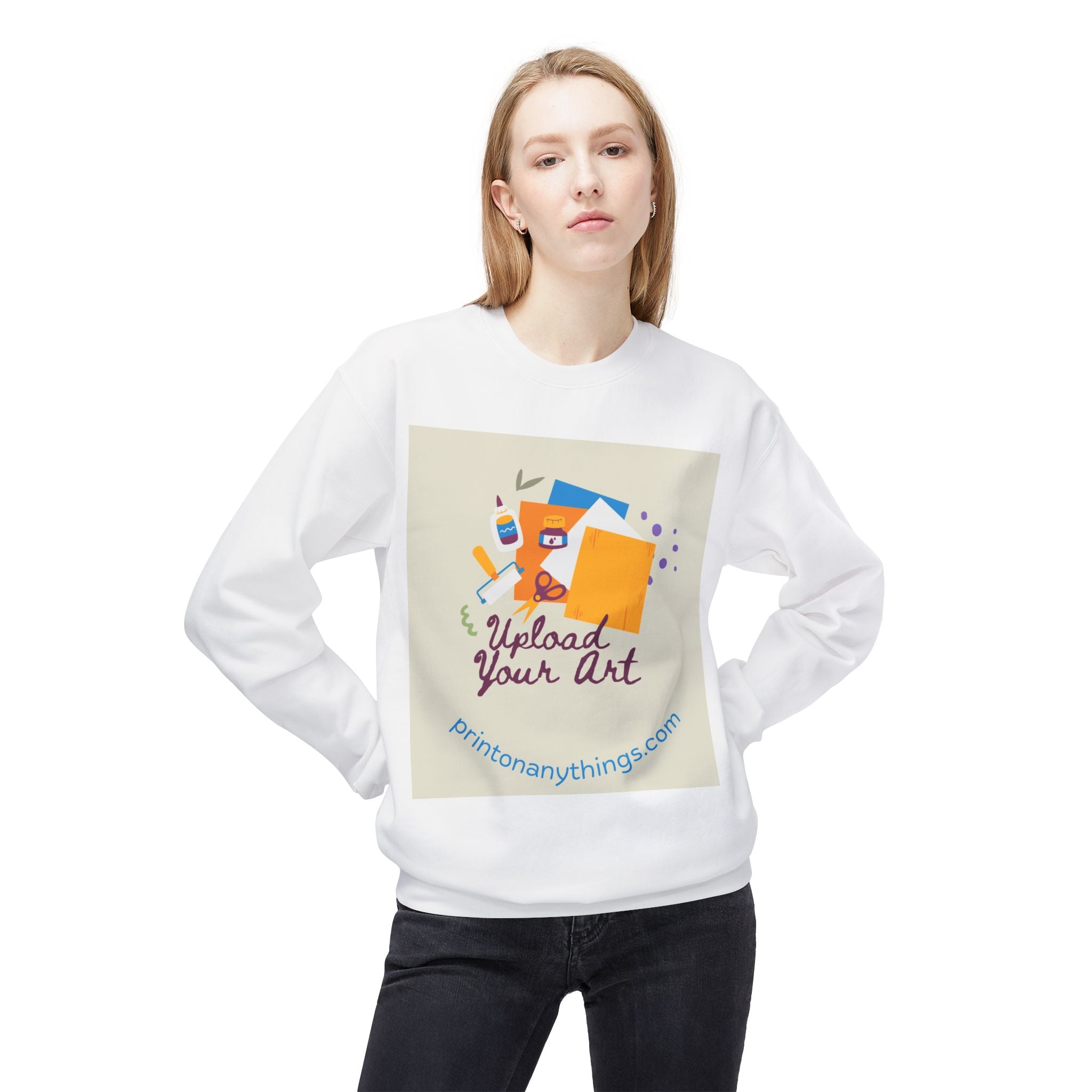 Custom Art Upload Crewneck Sweatshirt - Personalized Fleece Sweater