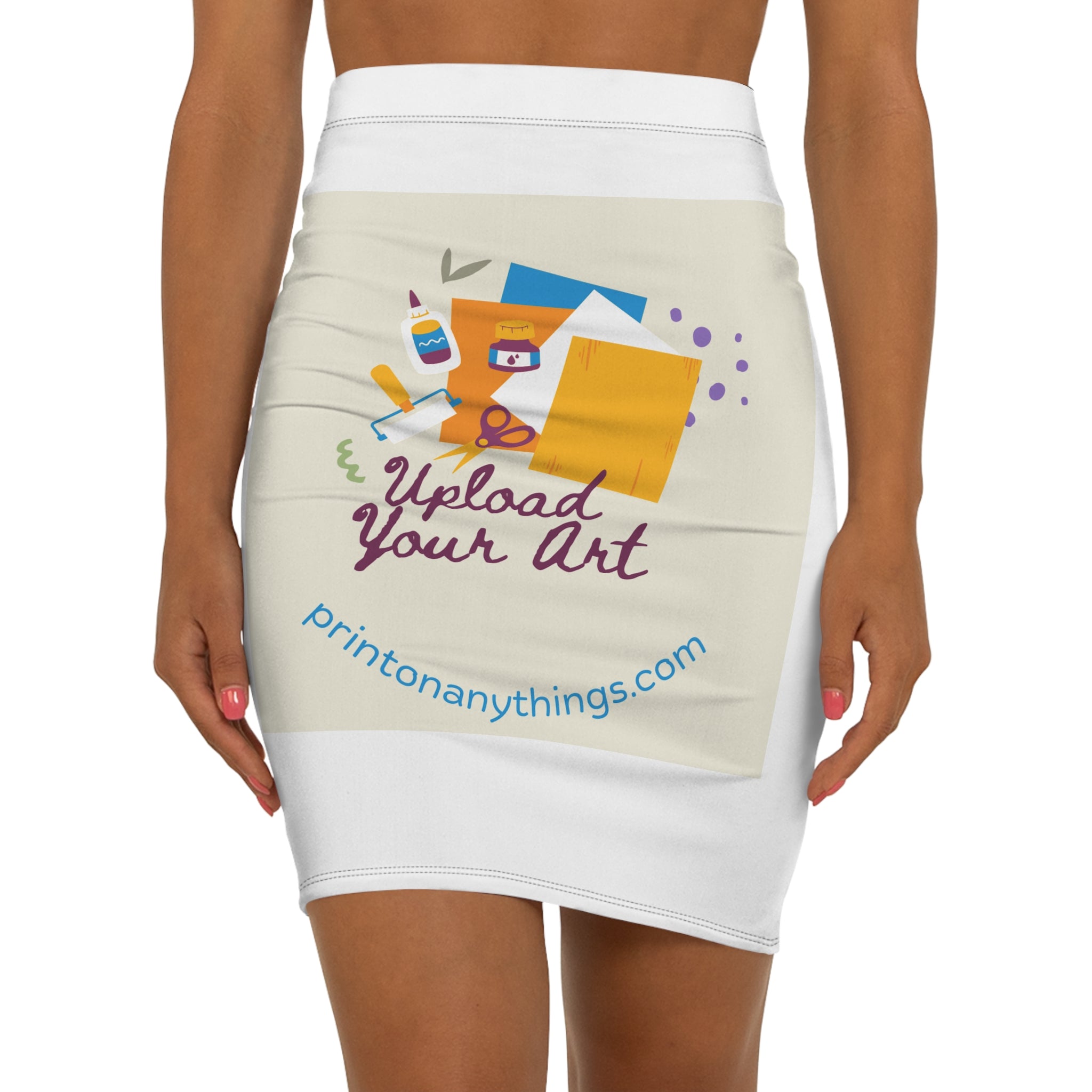 Customizable Women's Mid-Waist Pencil Skirt - Perfect for Creative Expression