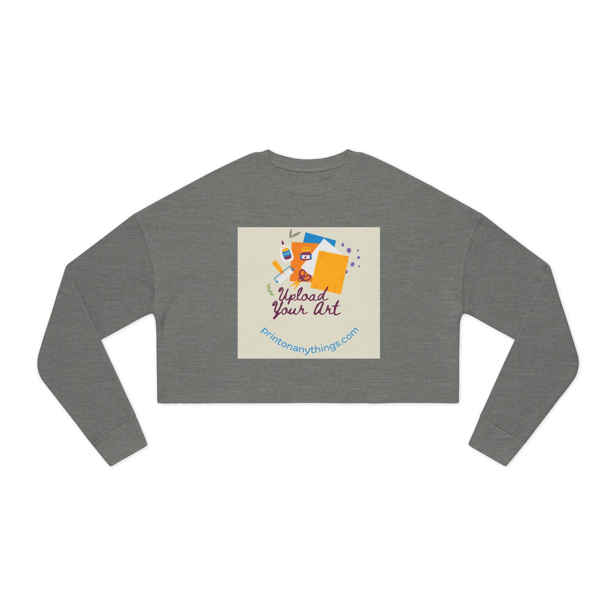 Art-Inspired Women's Cropped Sweatshirt - 'Upload Your Art' Design