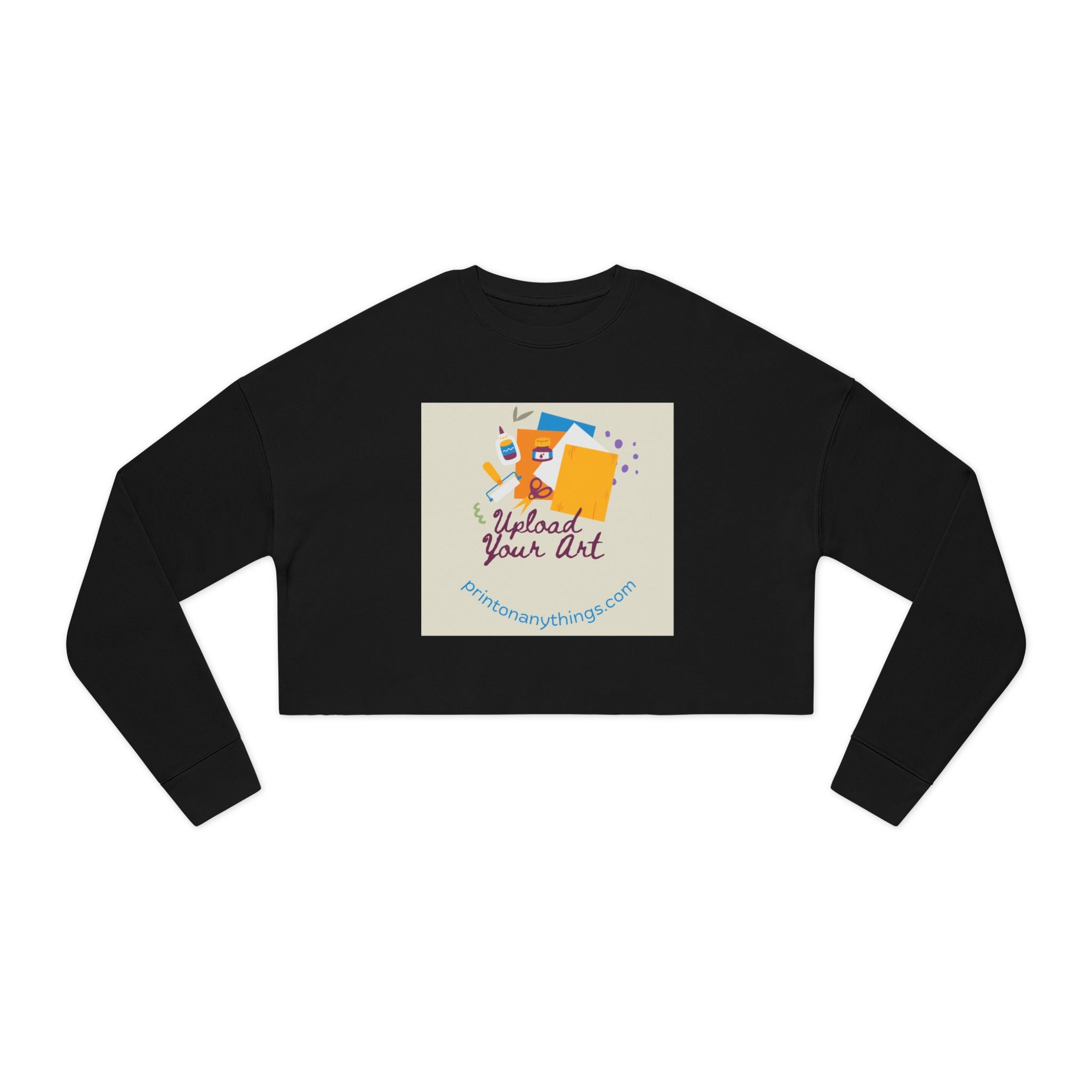 Art-Inspired Women's Cropped Sweatshirt - 'Upload Your Art' Design