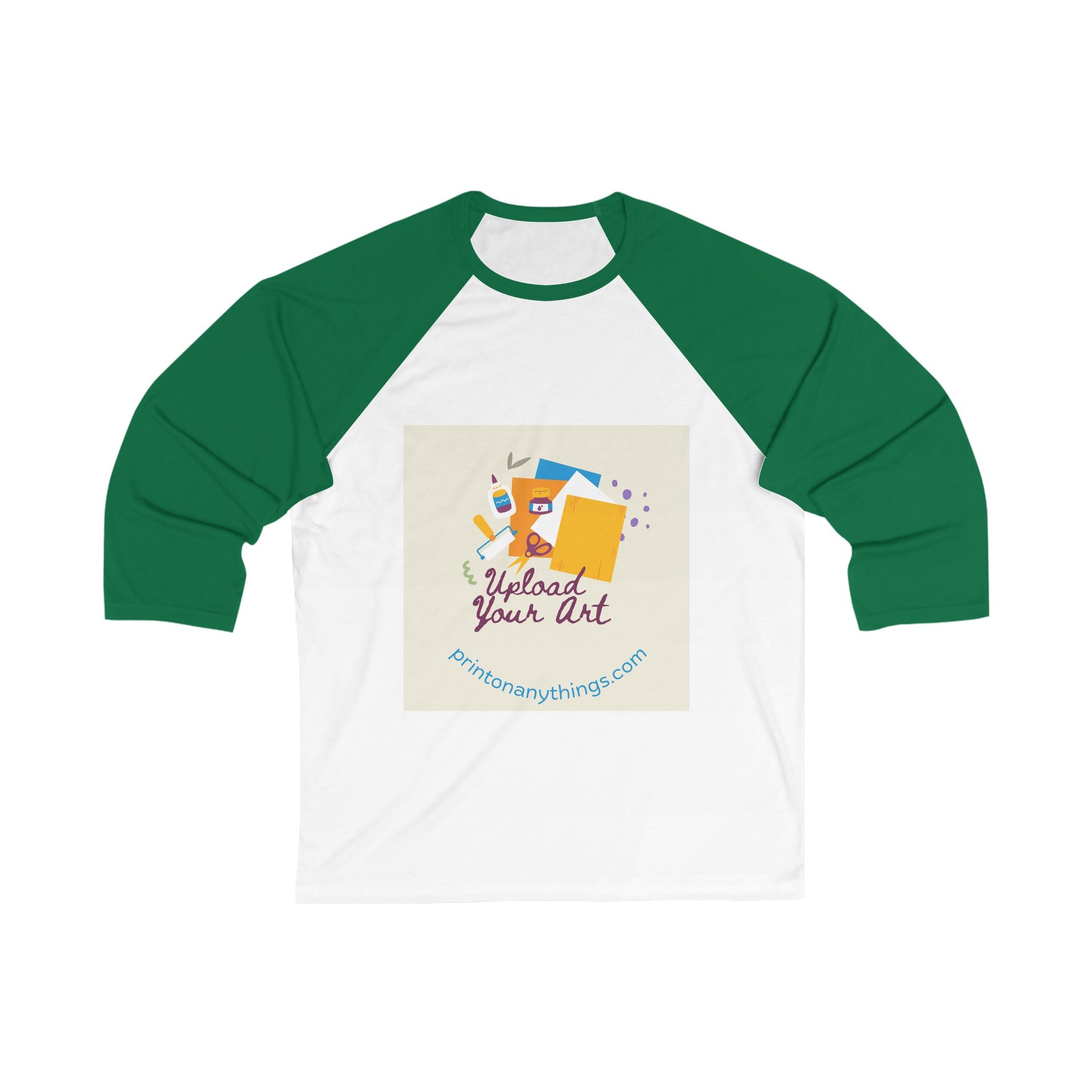 Creative Unisex 3/4 Sleeve Baseball Tee - Upload Your Art Design