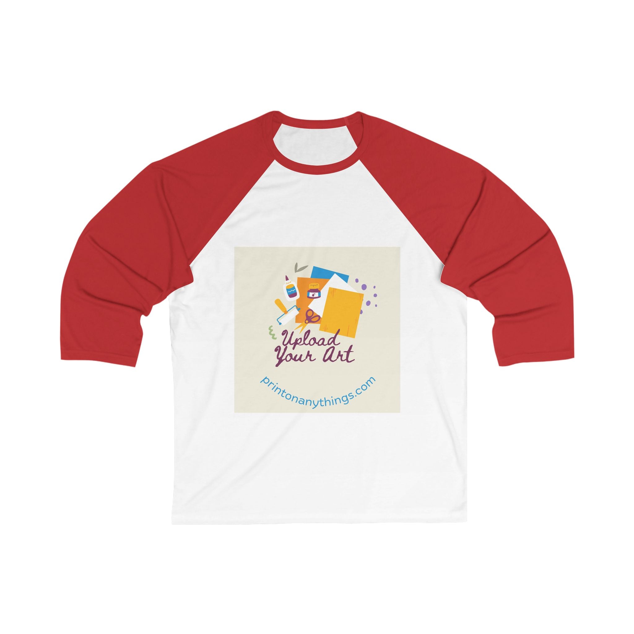 Creative Unisex 3/4 Sleeve Baseball Tee - Upload Your Art Design