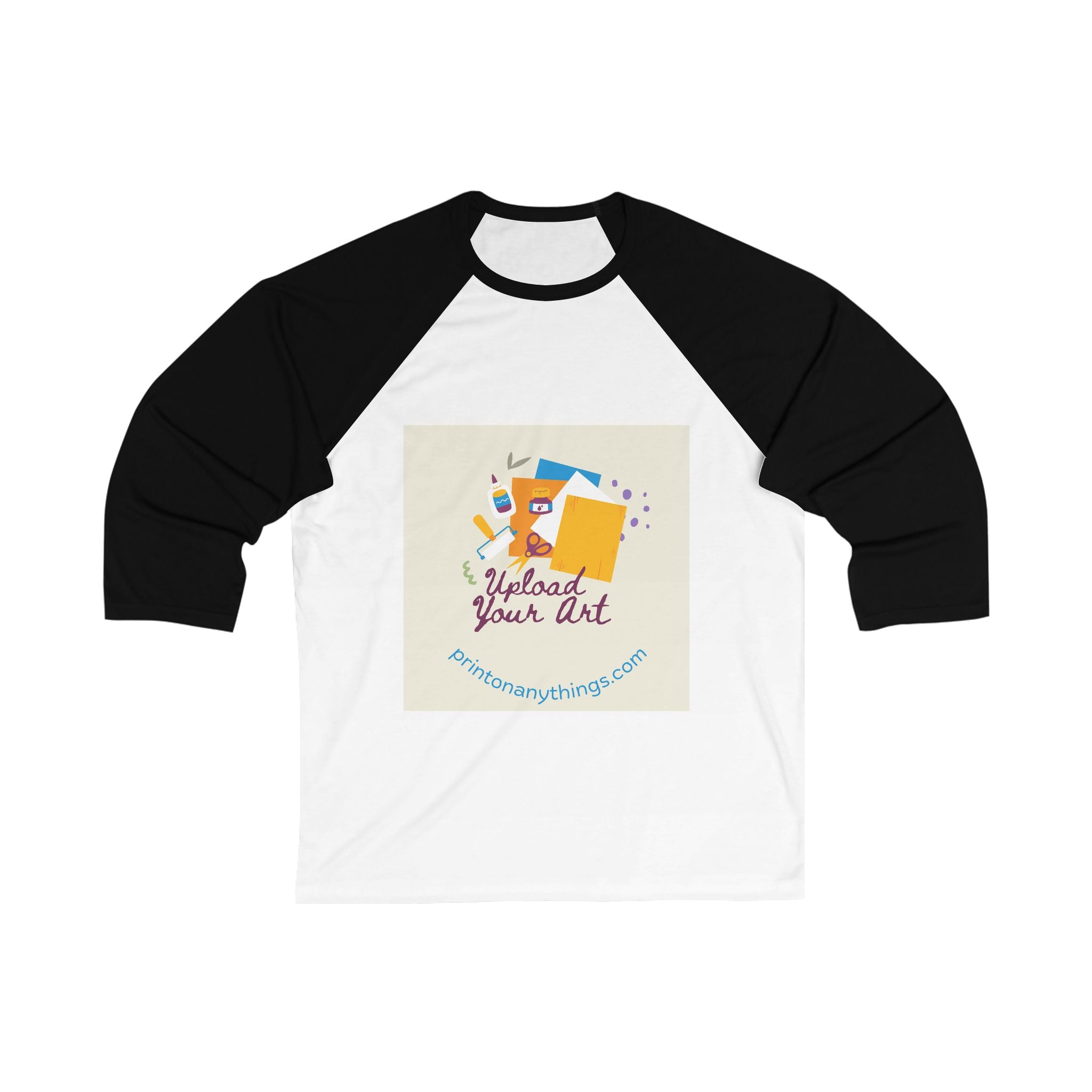 Creative Unisex 3/4 Sleeve Baseball Tee - Upload Your Art Design