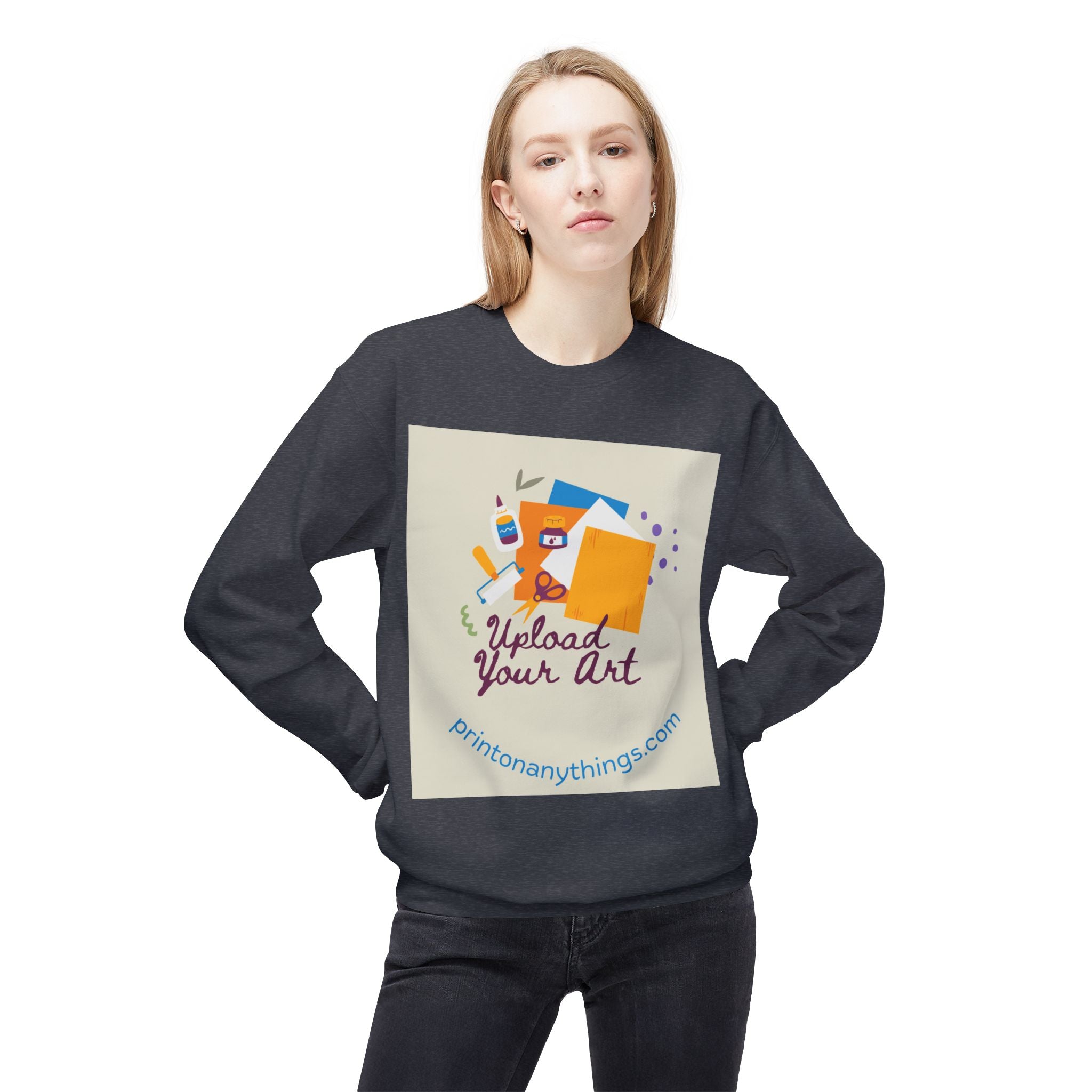 Custom Art Upload Crewneck Sweatshirt - Personalized Fleece Sweater