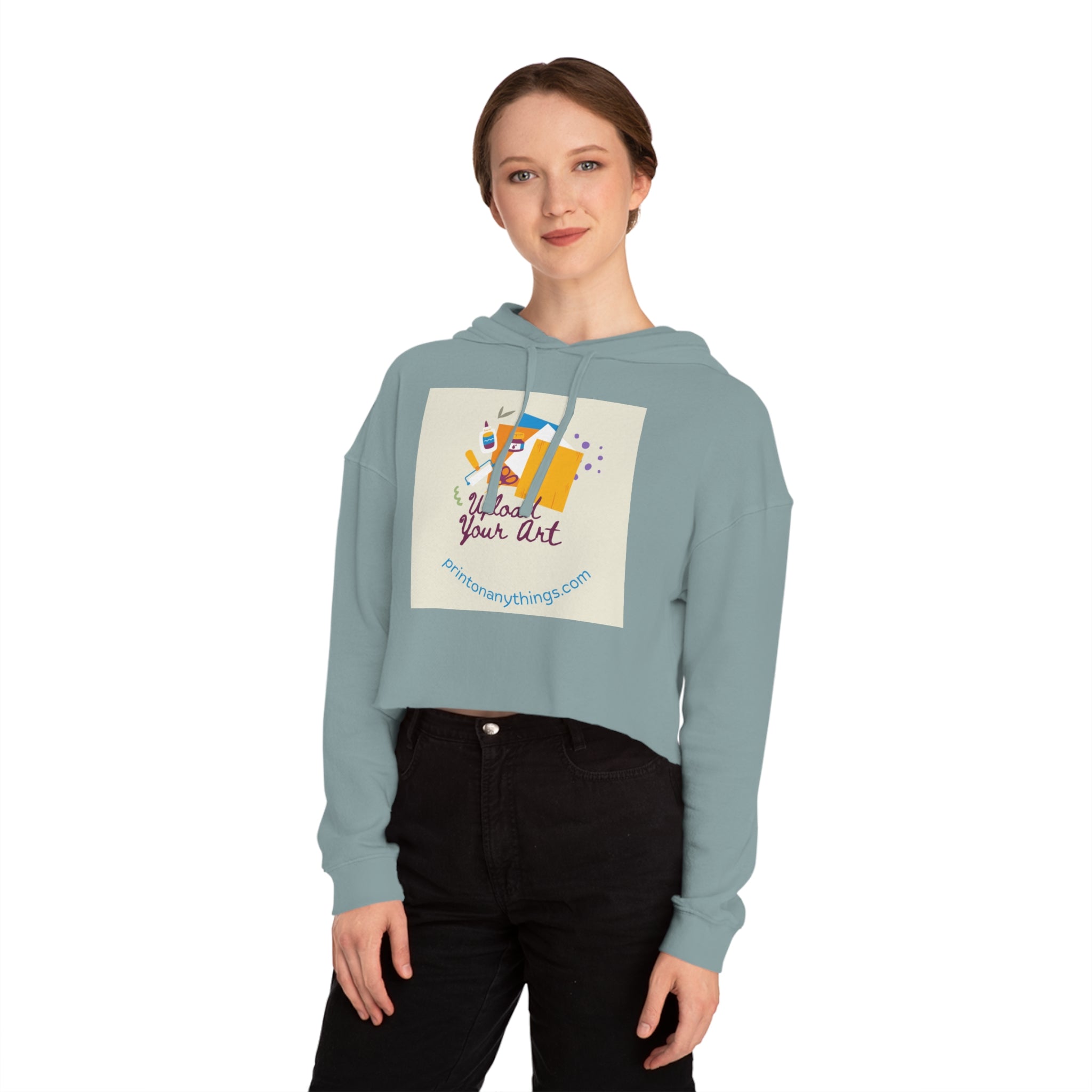 Custom Women’s Cropped Hooded Sweatshirt – Upload Your Art Design