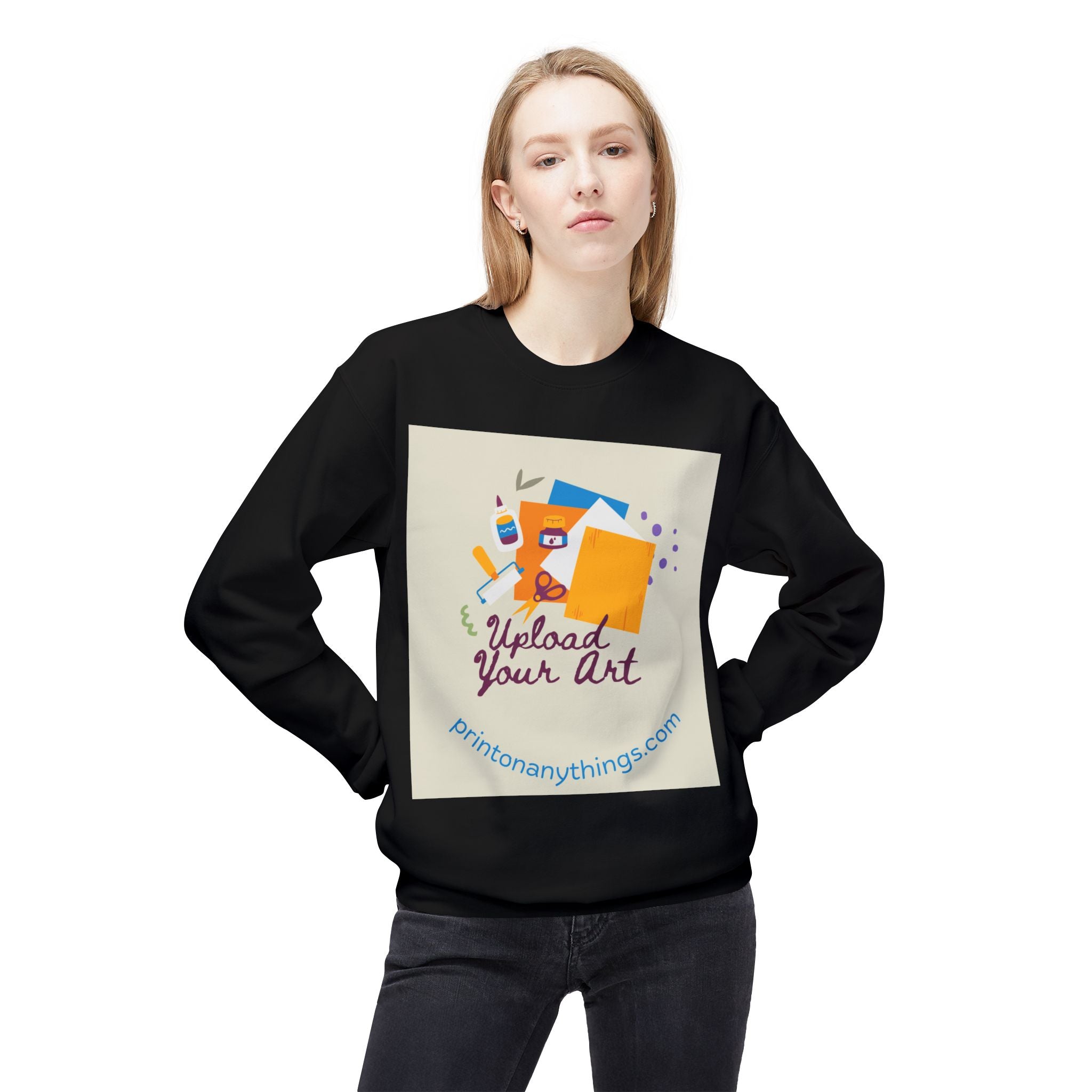 Custom Art Upload Crewneck Sweatshirt - Personalized Fleece Sweater