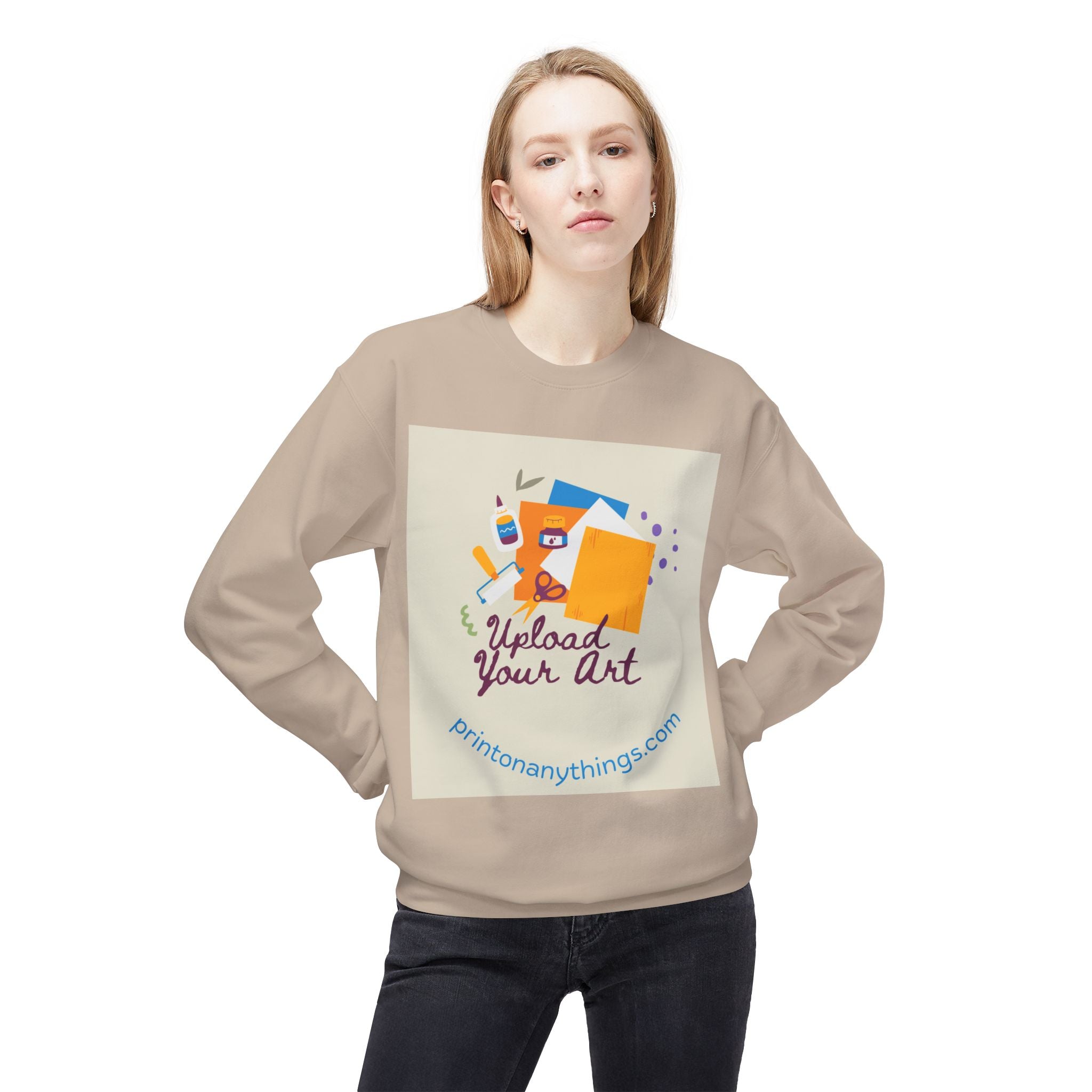 Custom Art Upload Crewneck Sweatshirt - Personalized Fleece Sweater