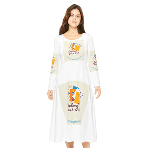 Creative Expression Women's Long Sleeve Dance Dress - 'Upload Your Art' Design