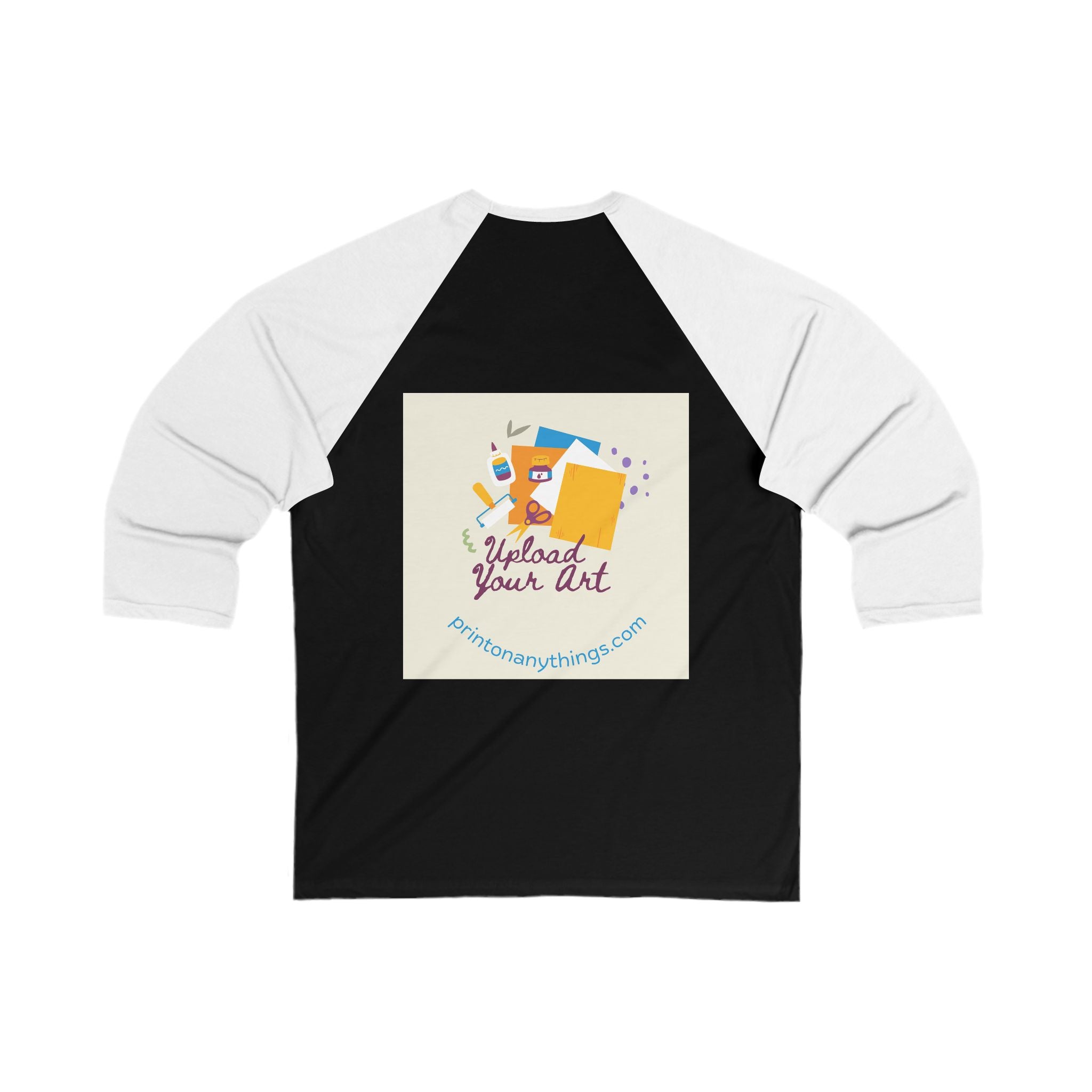 Creative Unisex 3/4 Sleeve Baseball Tee - Upload Your Art Design