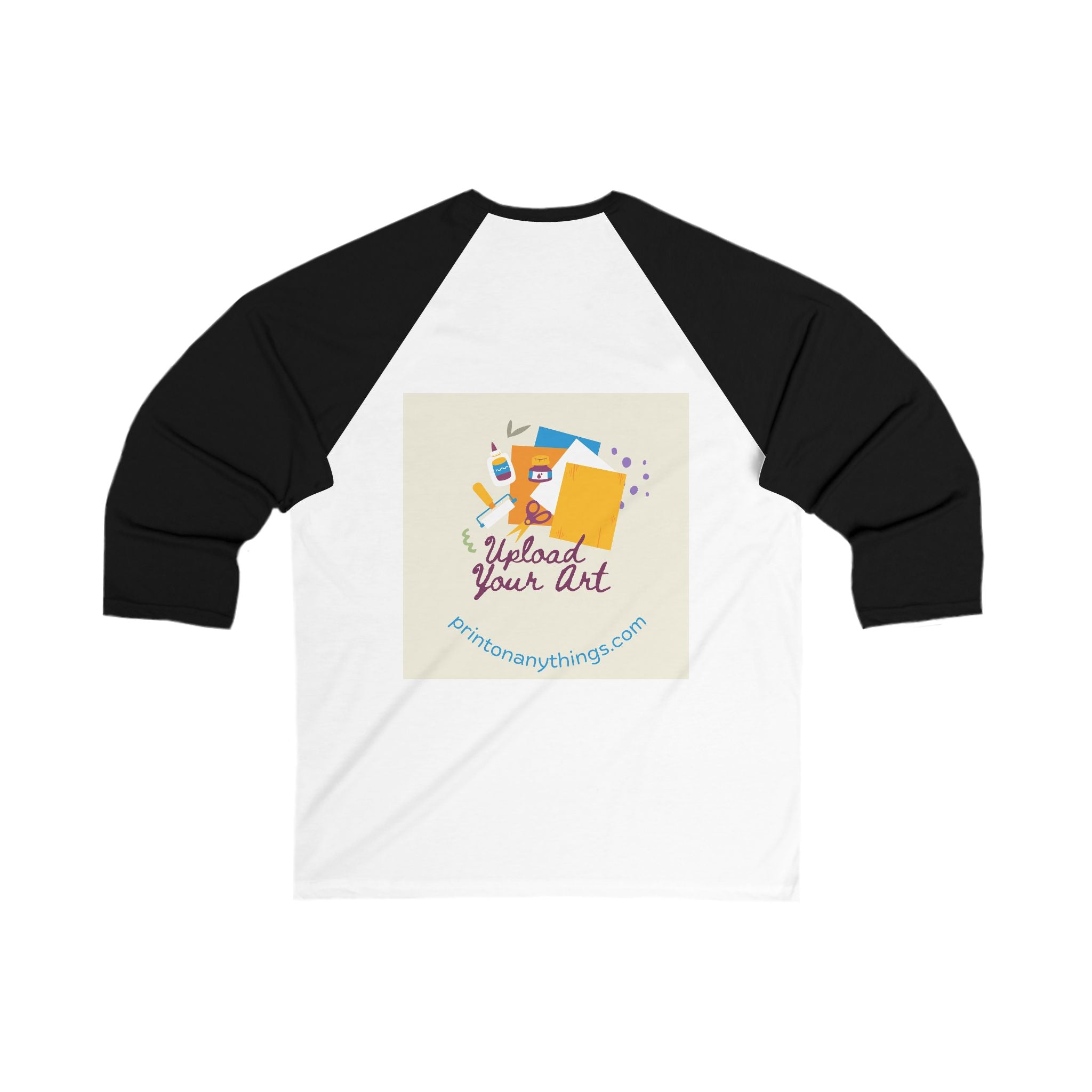 Creative Unisex 3/4 Sleeve Baseball Tee - Upload Your Art Design