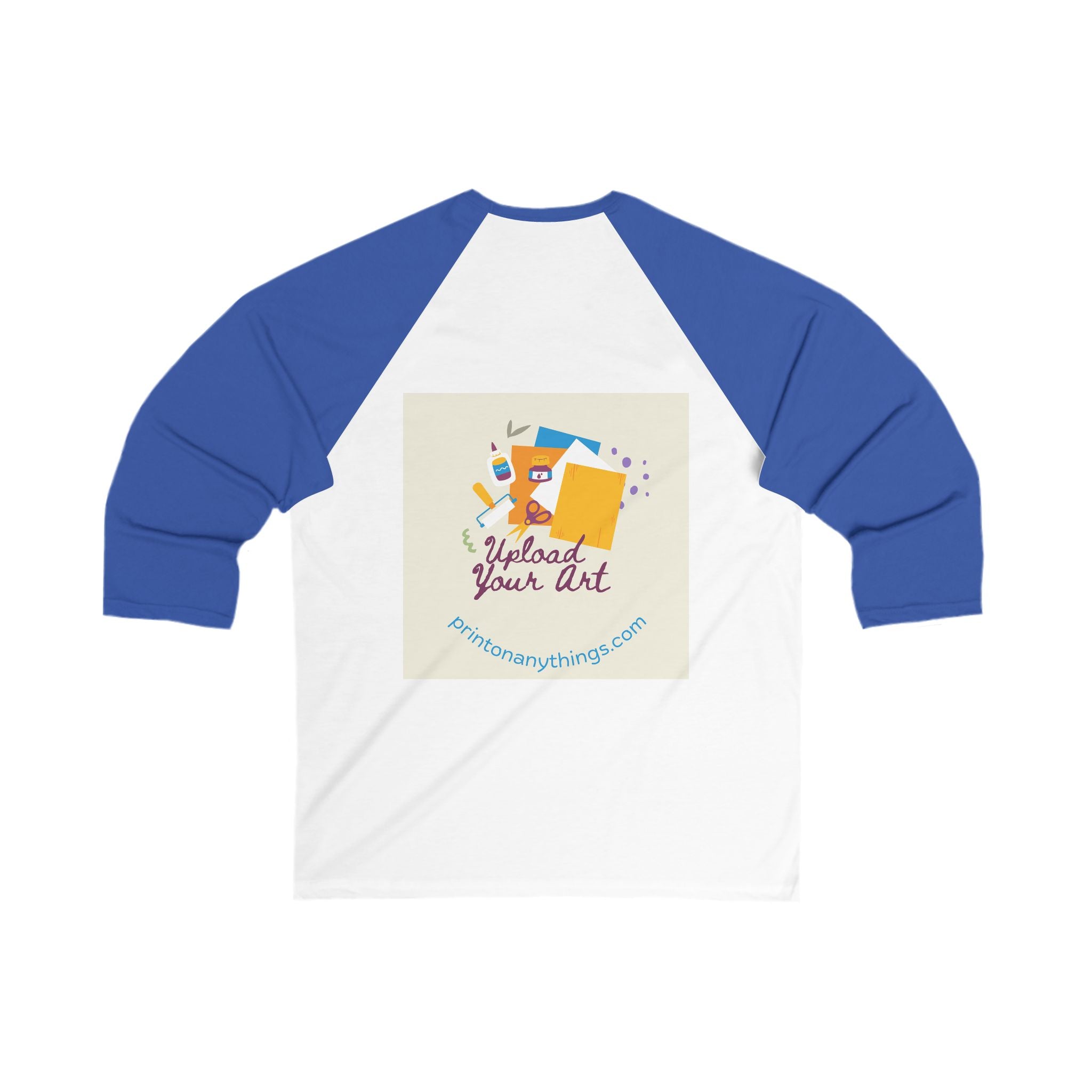 Creative Unisex 3/4 Sleeve Baseball Tee - Upload Your Art Design