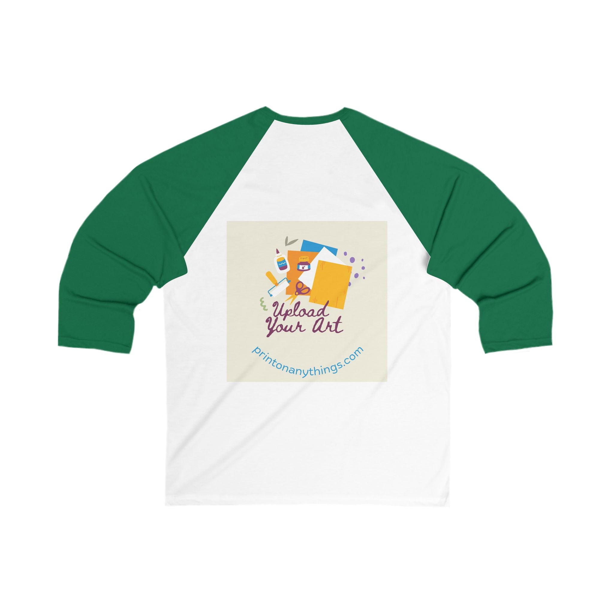 Creative Unisex 3/4 Sleeve Baseball Tee - Upload Your Art Design