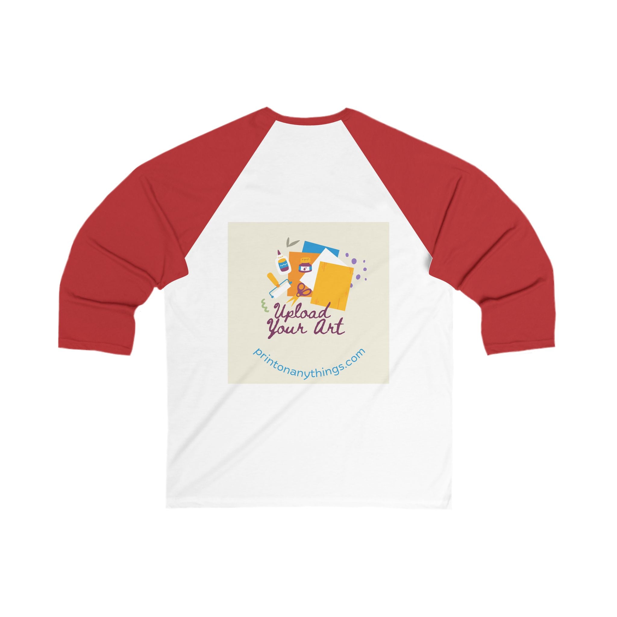 Creative Unisex 3/4 Sleeve Baseball Tee - Upload Your Art Design