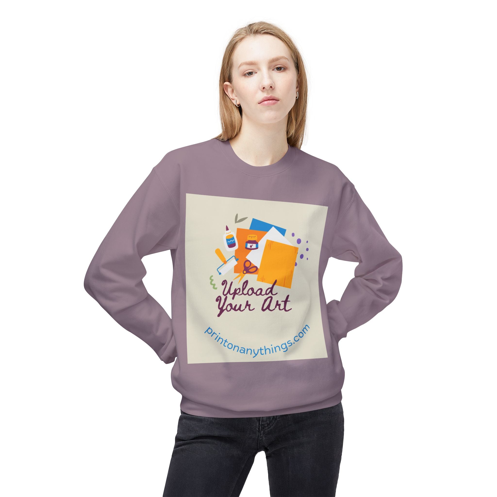 Custom Art Upload Crewneck Sweatshirt - Personalized Fleece Sweater