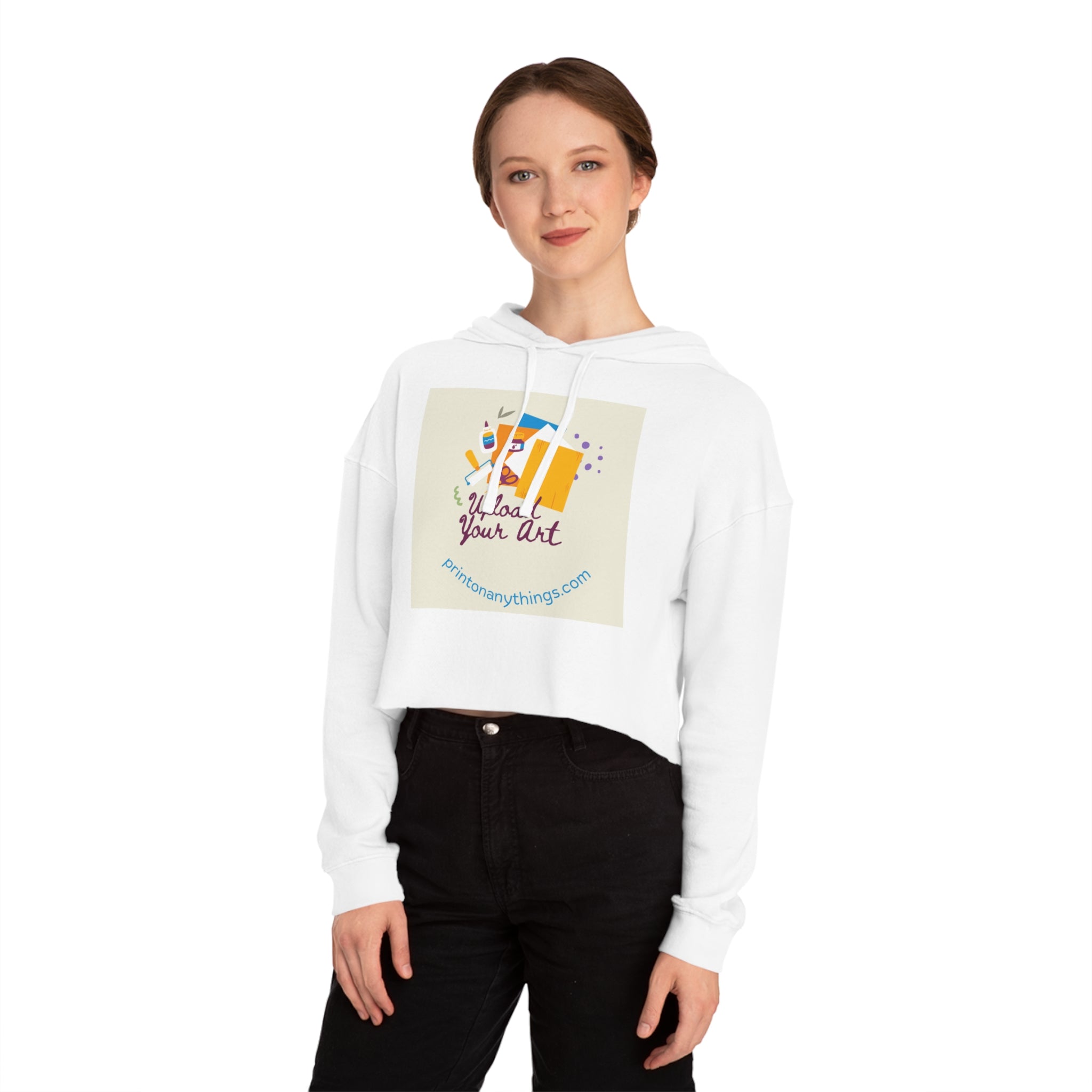 Custom Women’s Cropped Hooded Sweatshirt – Upload Your Art Design