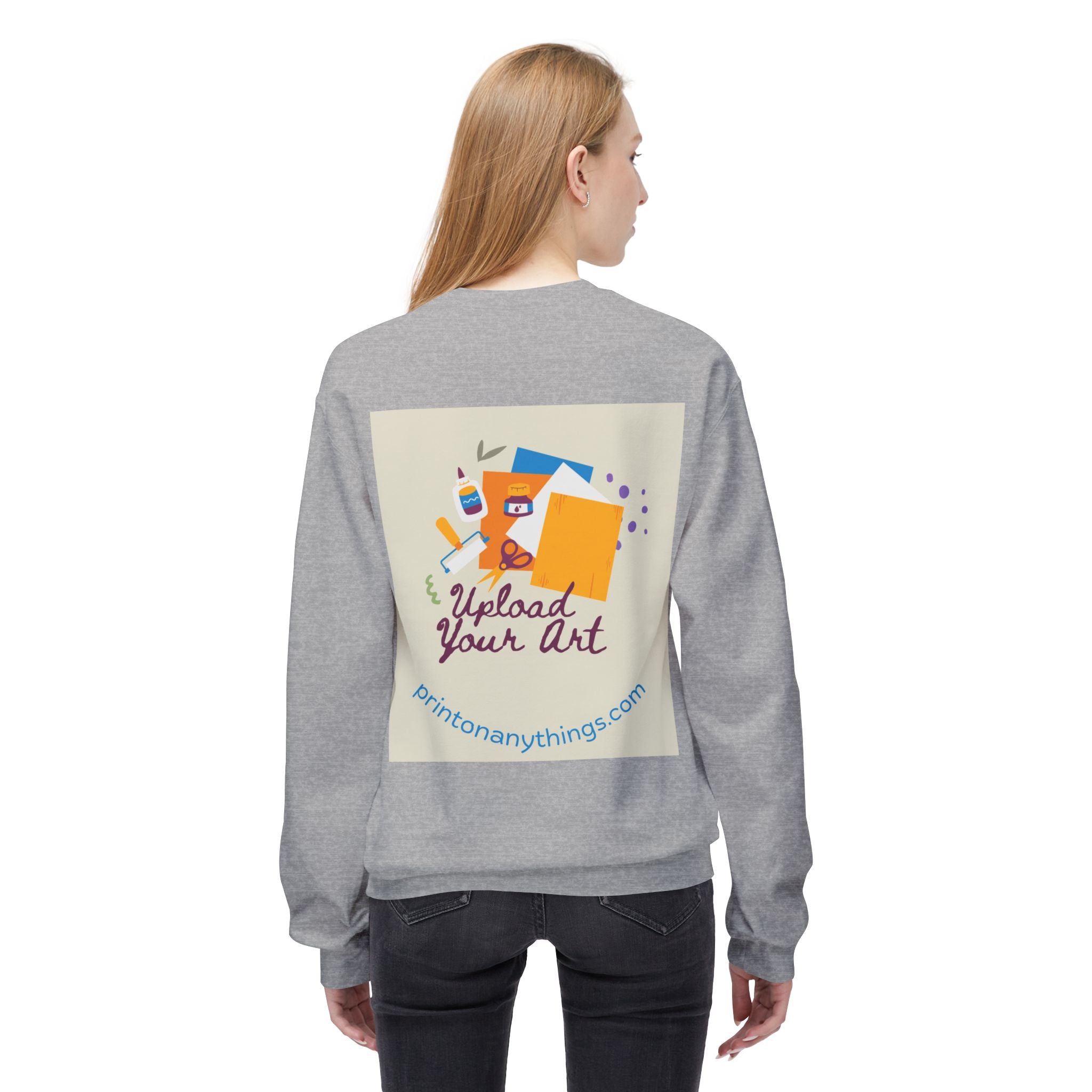 Custom Art Upload Crewneck Sweatshirt - Personalized Fleece Sweater